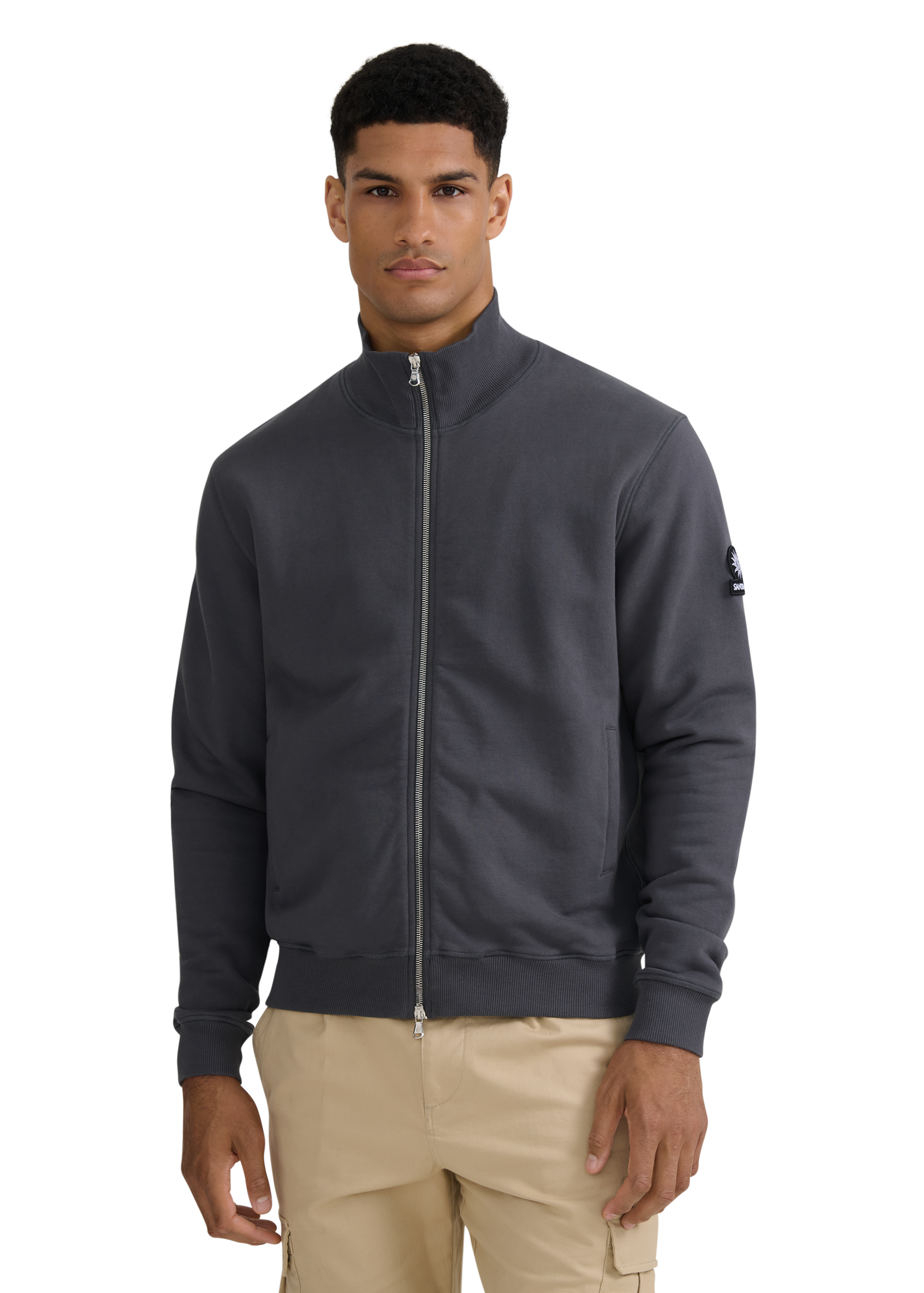 Funnel Neck Zip-Through Jacket - Anthracite