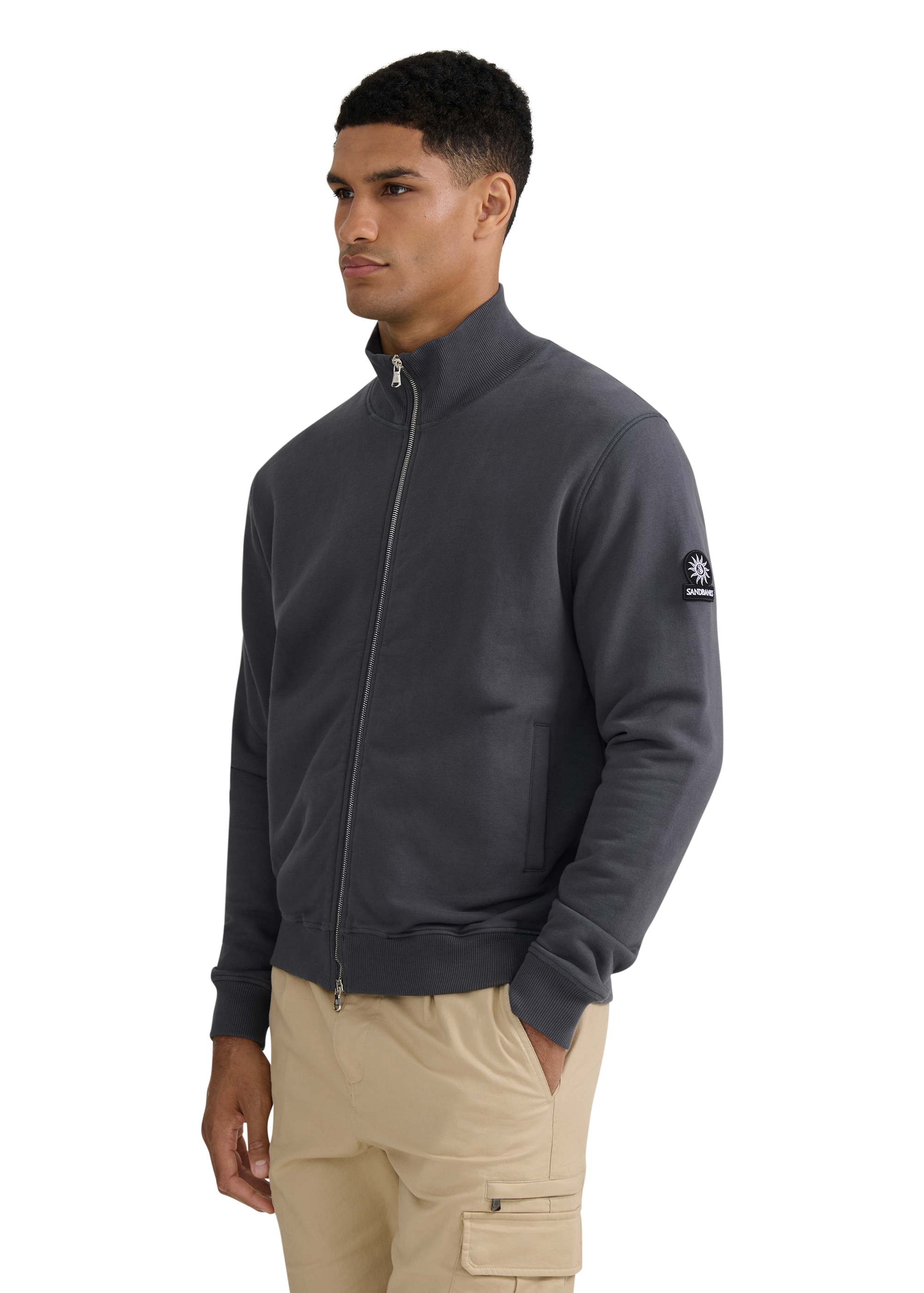 Funnel Neck Zip-Through Jacket - Anthracite