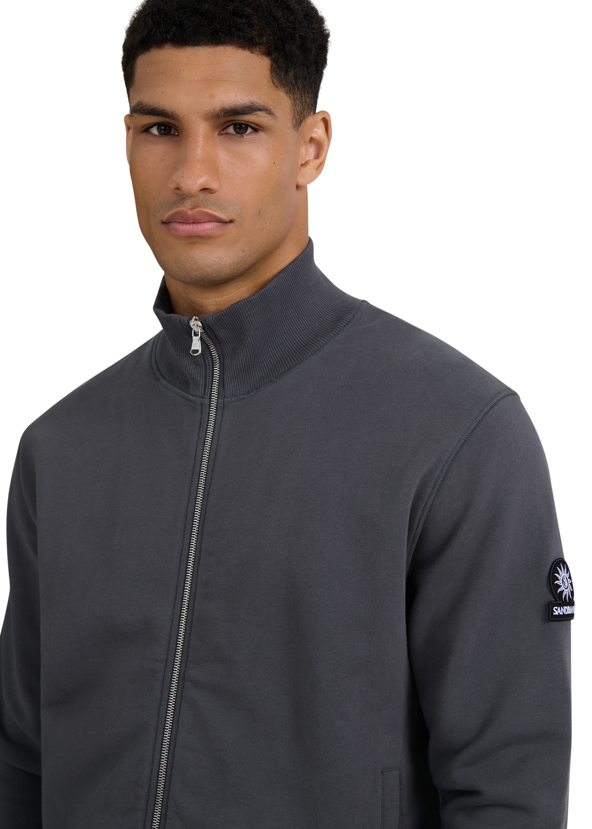 Funnel Neck Zip-Through Jacket - Anthracite