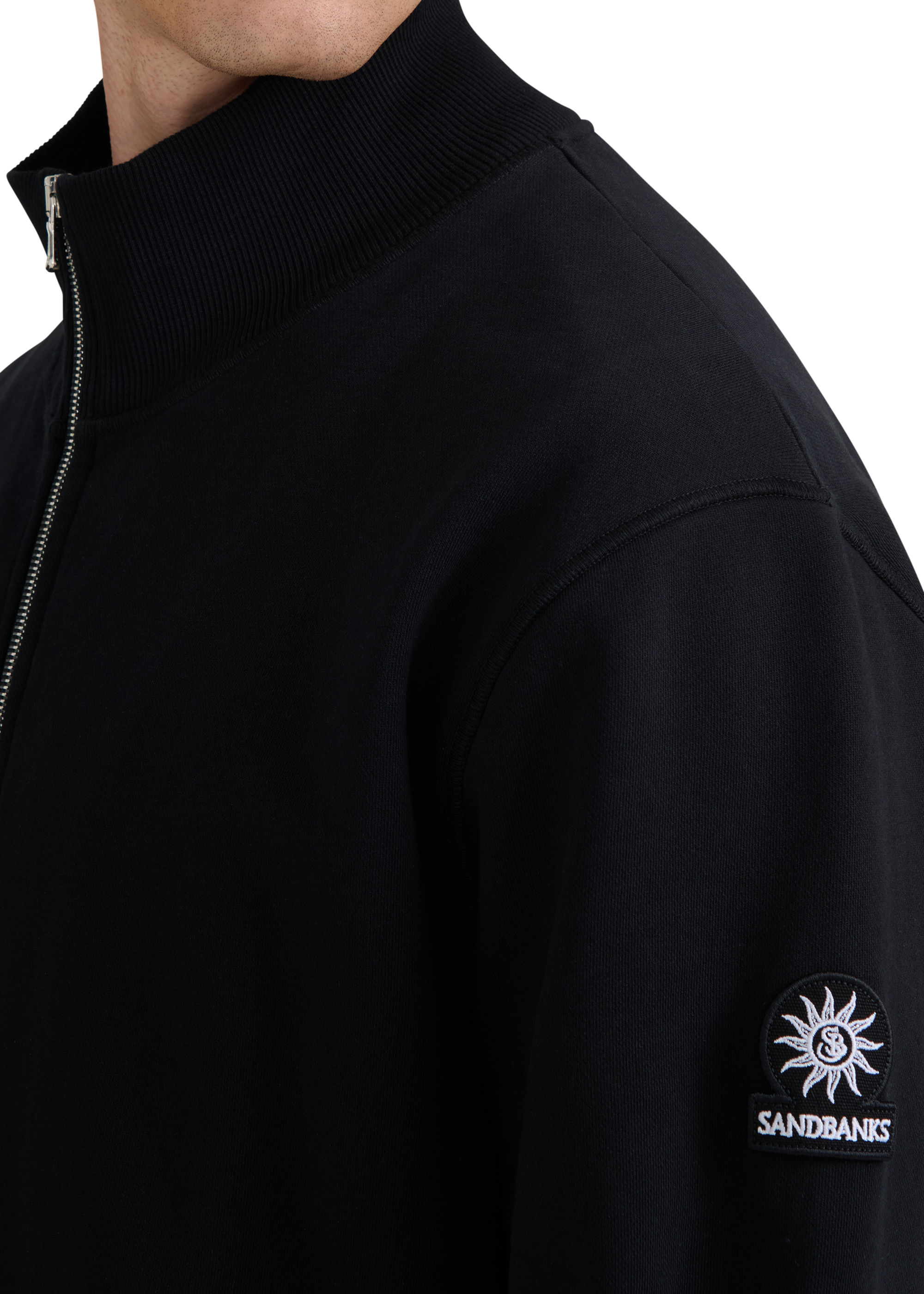 Funnel Neck Zip-Through Jacket - Black