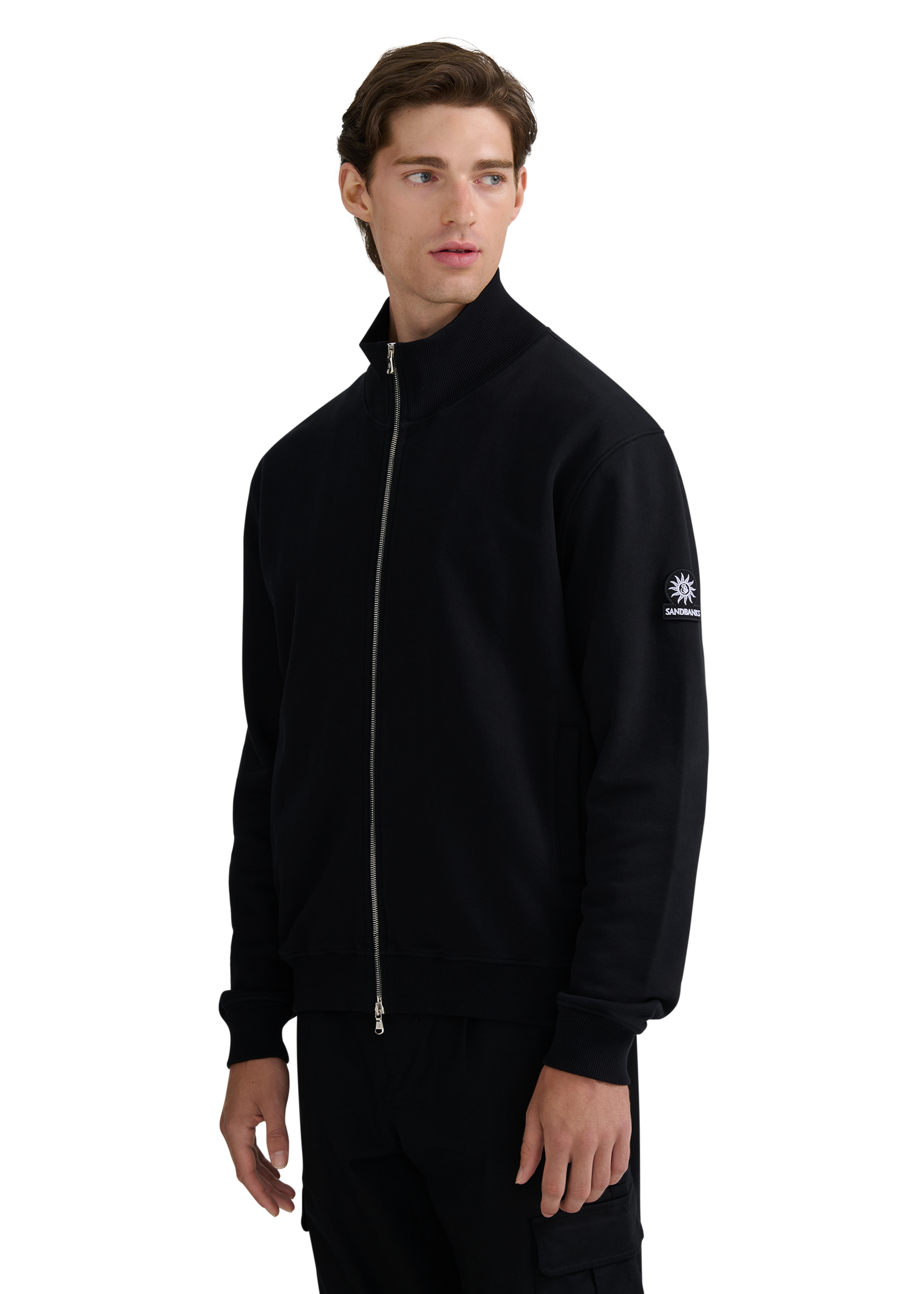 Funnel Neck Zip-Through Jacket - Black