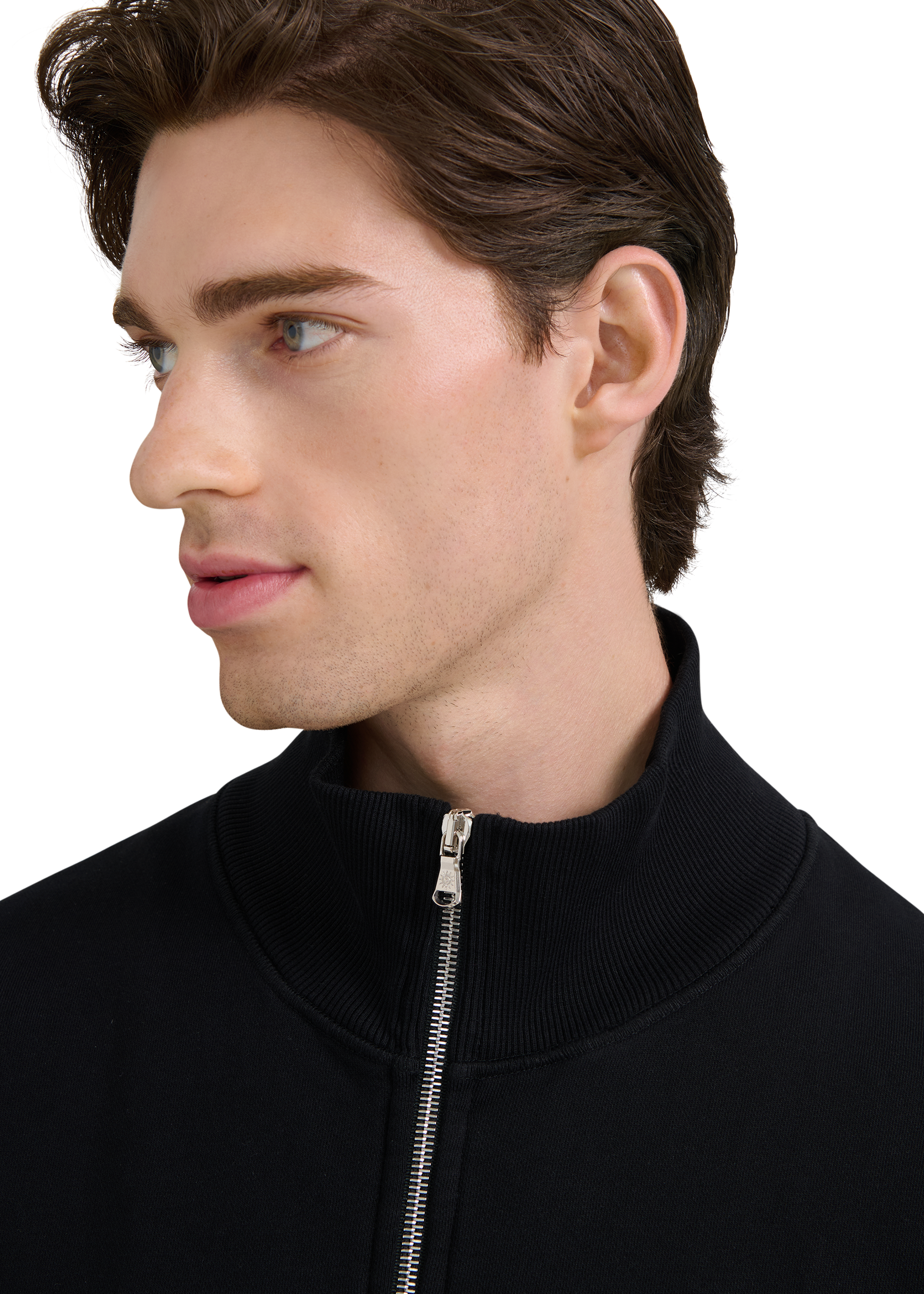 Funnel Neck Zip-Through Jacket - Black