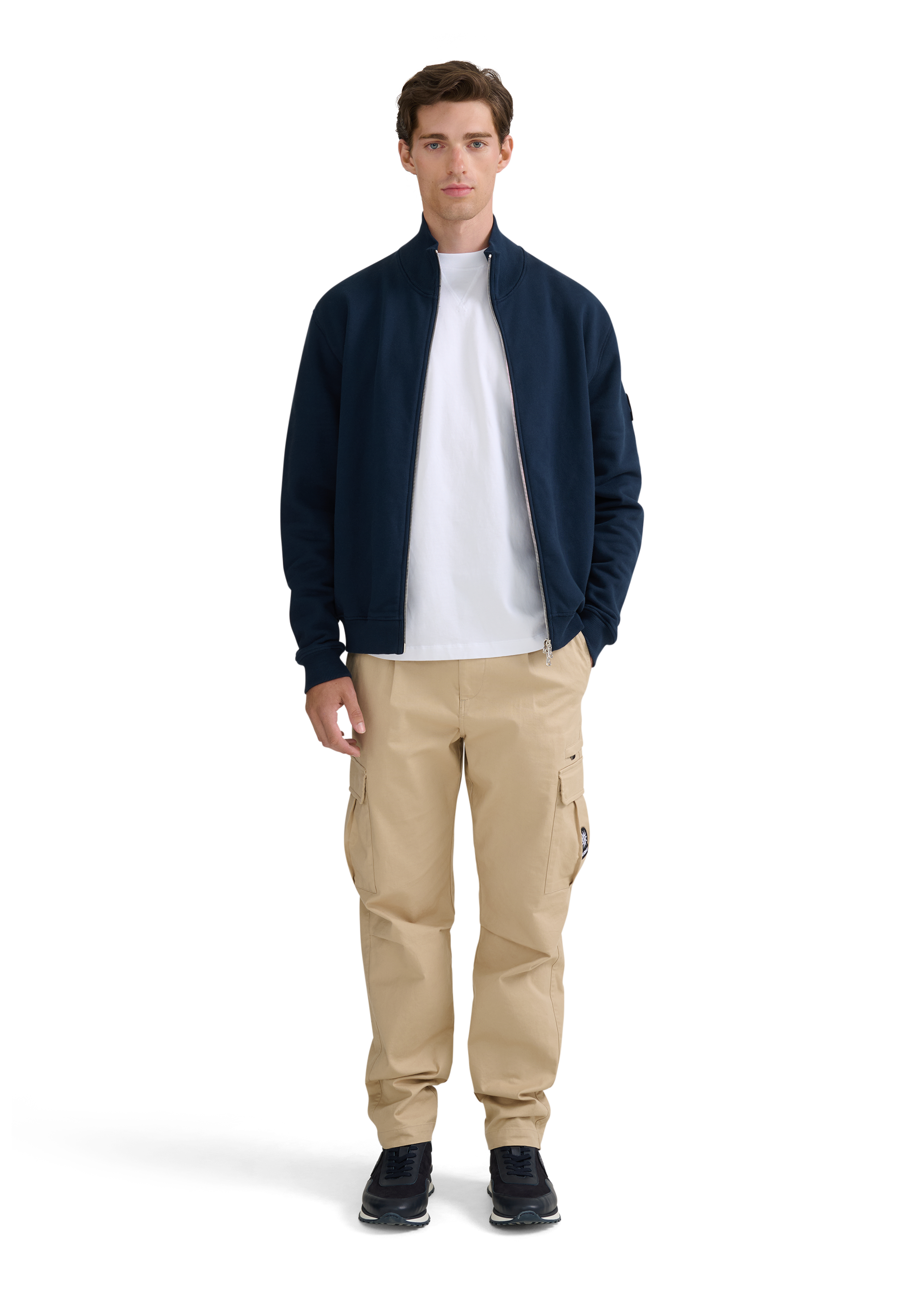 Funnel Neck Zip-Through Jacket - Navy