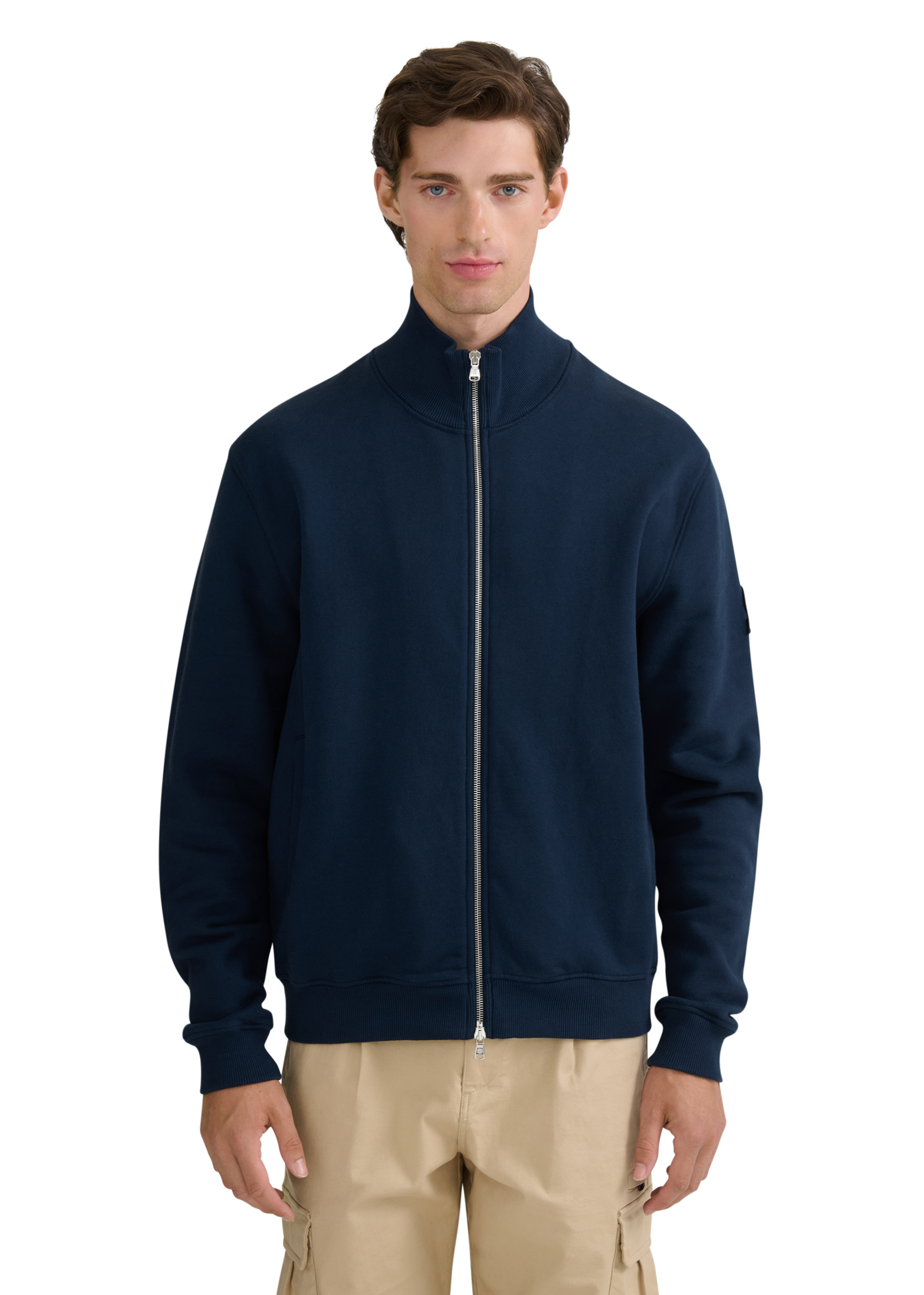 Funnel Neck Zip-Through Jacket - Navy
