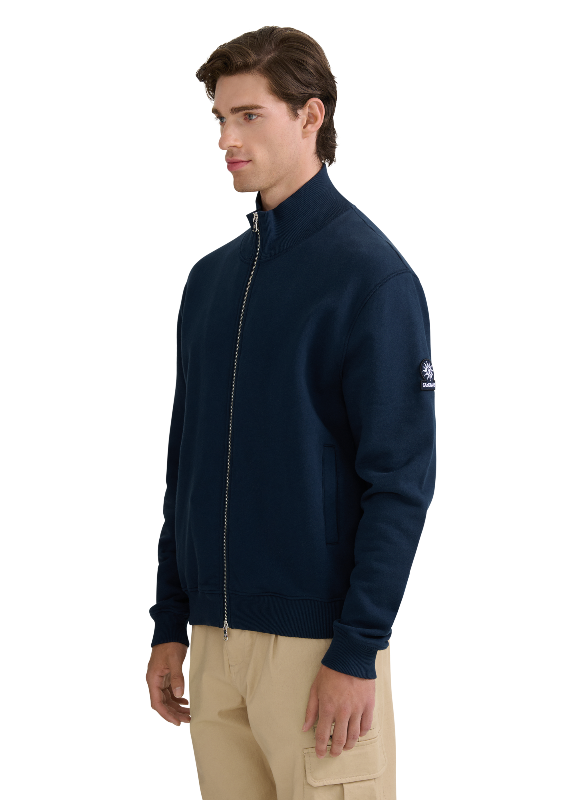Funnel Neck Zip-Through Jacket - Navy