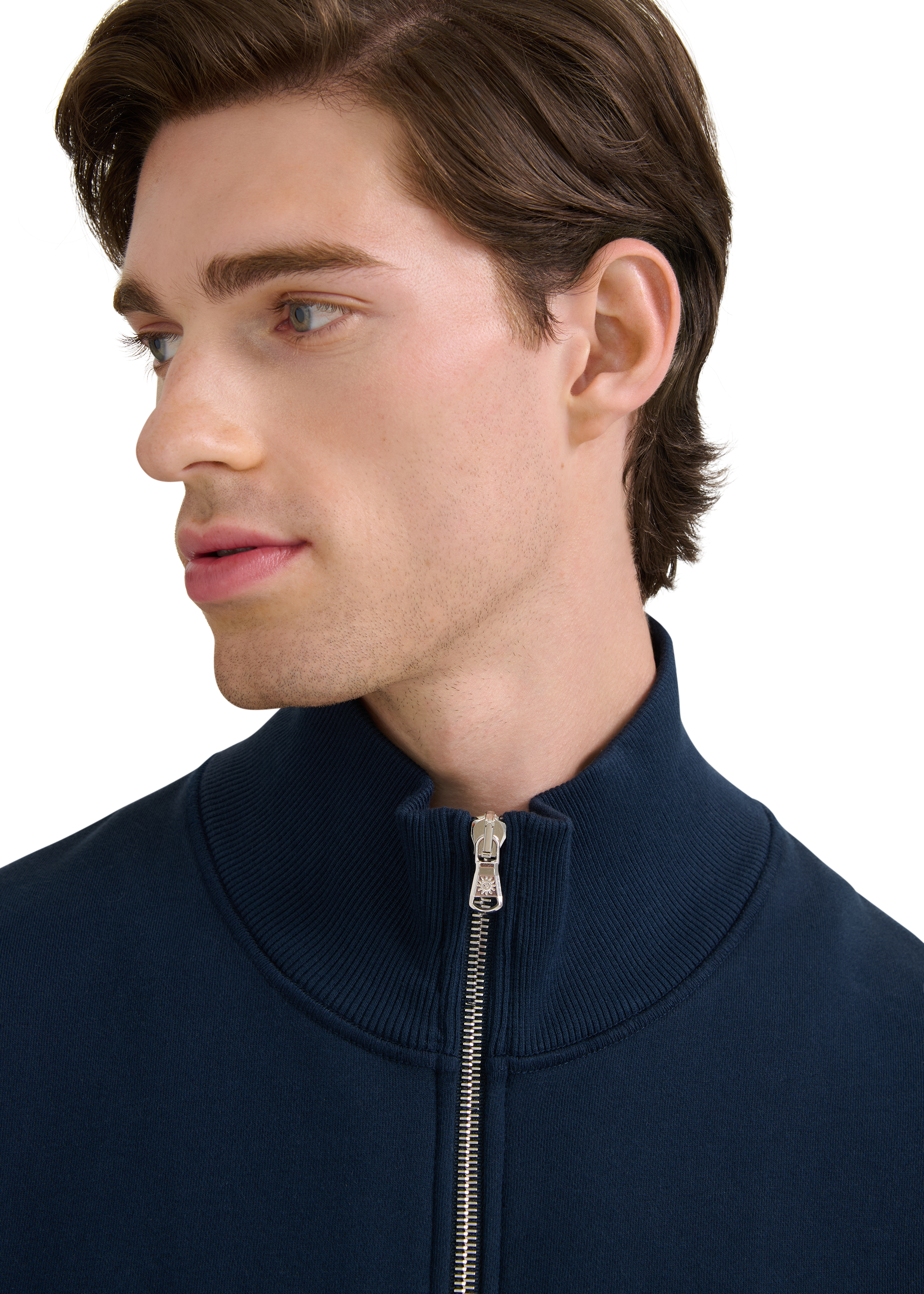 Funnel Neck Zip-Through Jacket - Navy