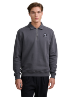 Quarter-Zip Polo Collar Sweatshirt - Anthracite