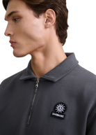 Quarter-Zip Polo Collar Sweatshirt - Anthracite