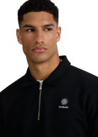 Quarter-Zip Polo Collar Sweatshirt - Black