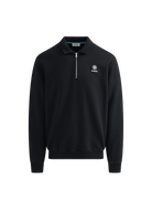 Quarter-Zip Polo Collar Sweatshirt - Black