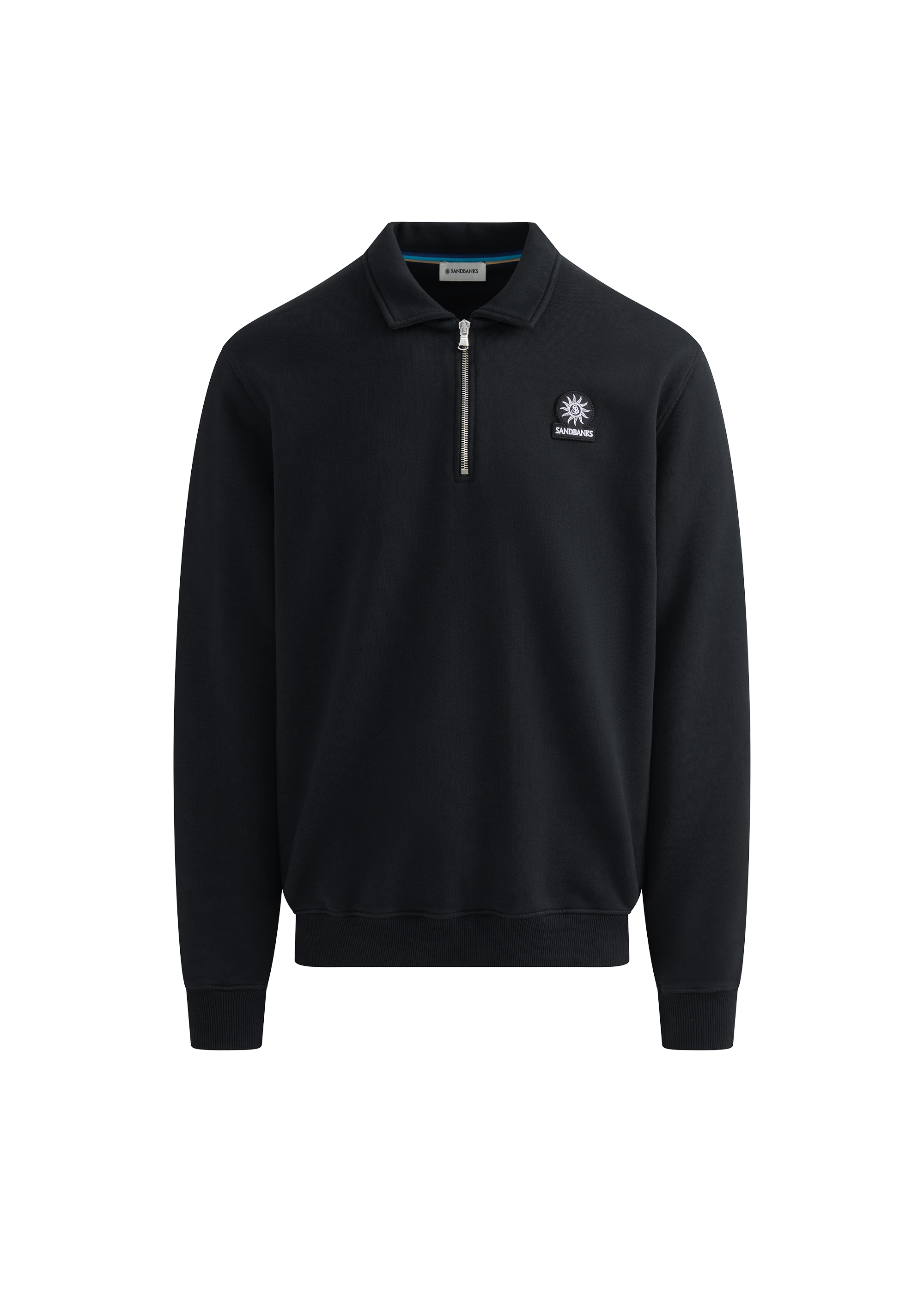 Quarter-Zip Polo Collar Sweatshirt - Black