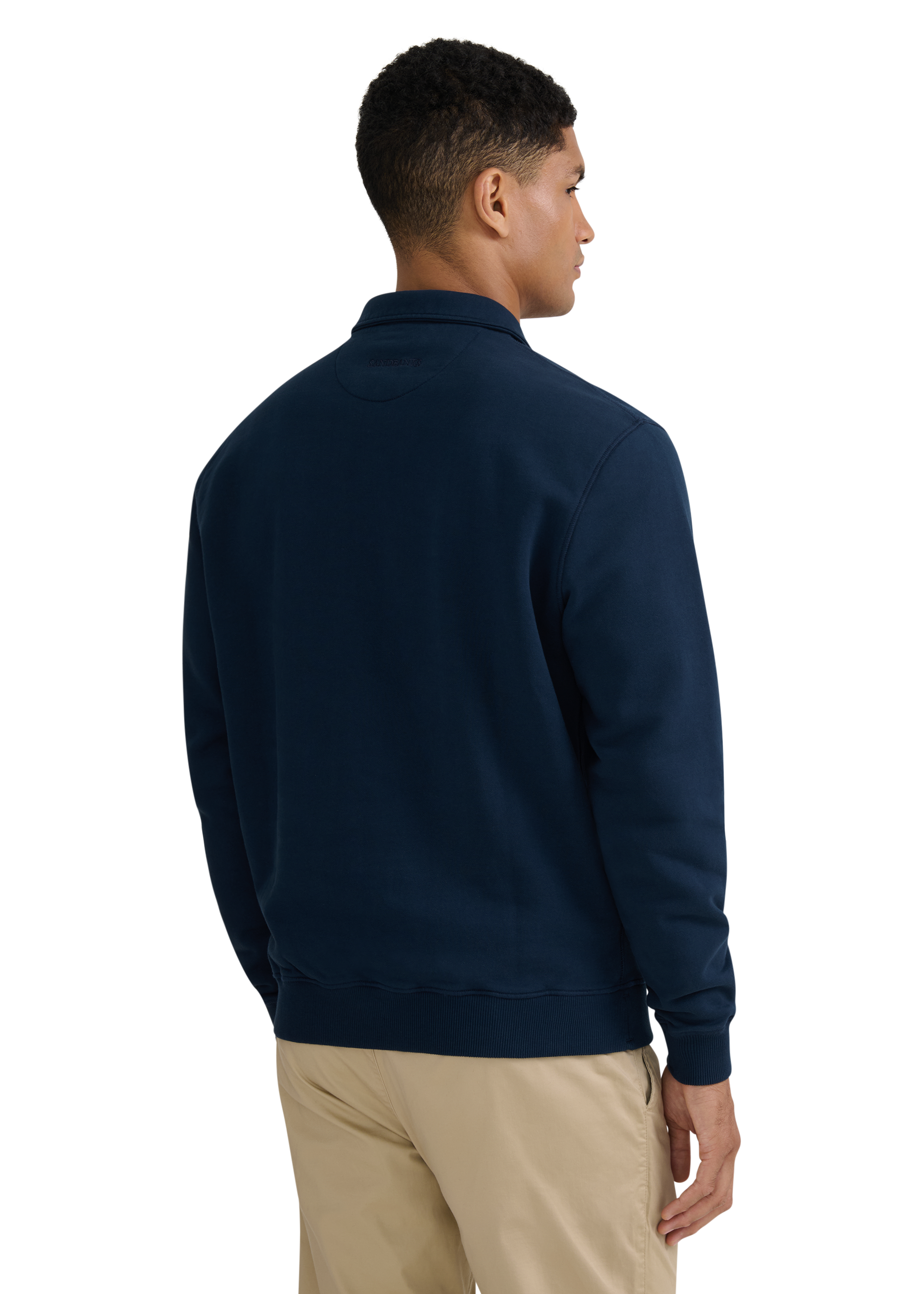 Quarter-Zip Polo Collar Sweatshirt - Navy