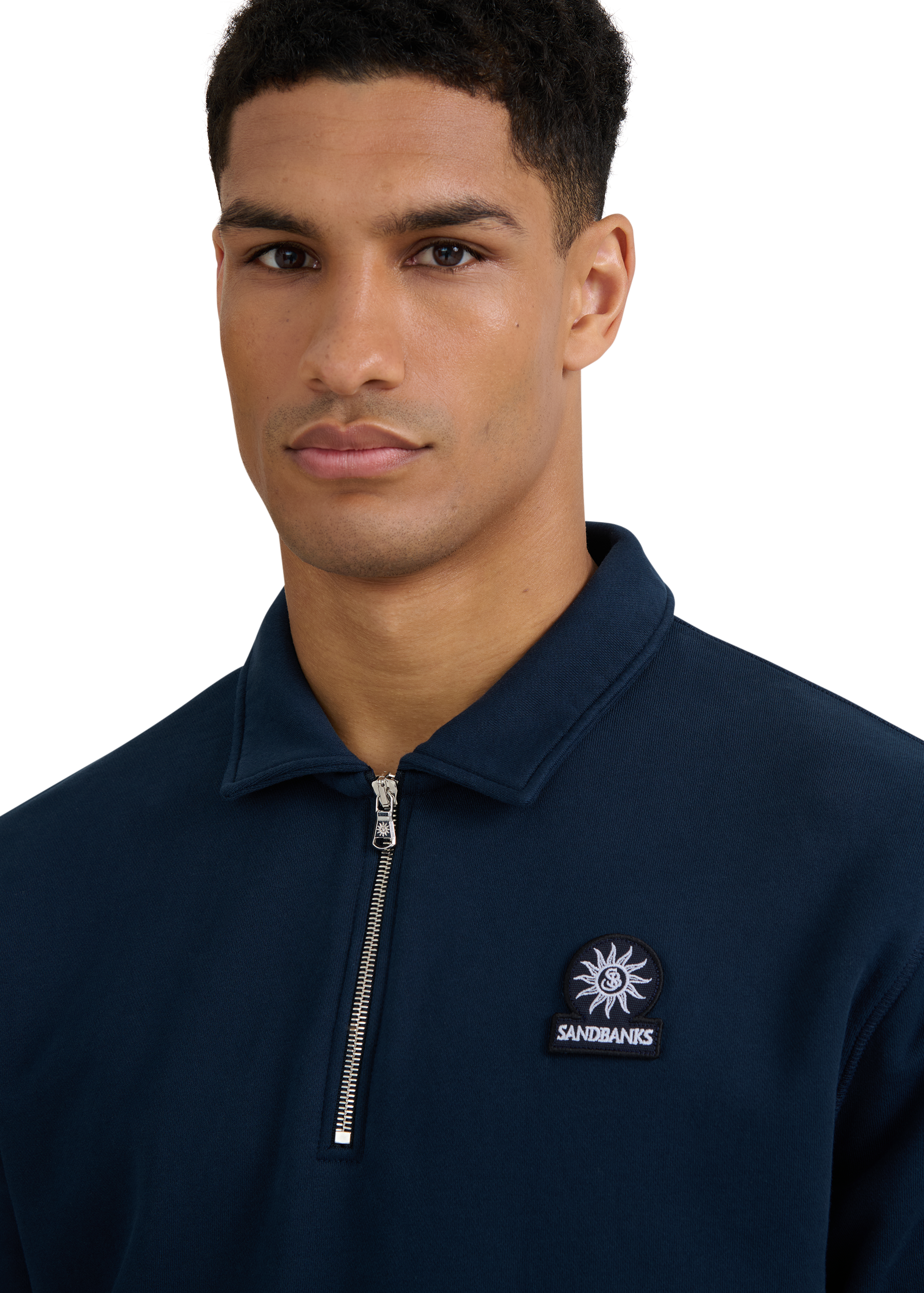 Quarter-Zip Polo Collar Sweatshirt - Navy