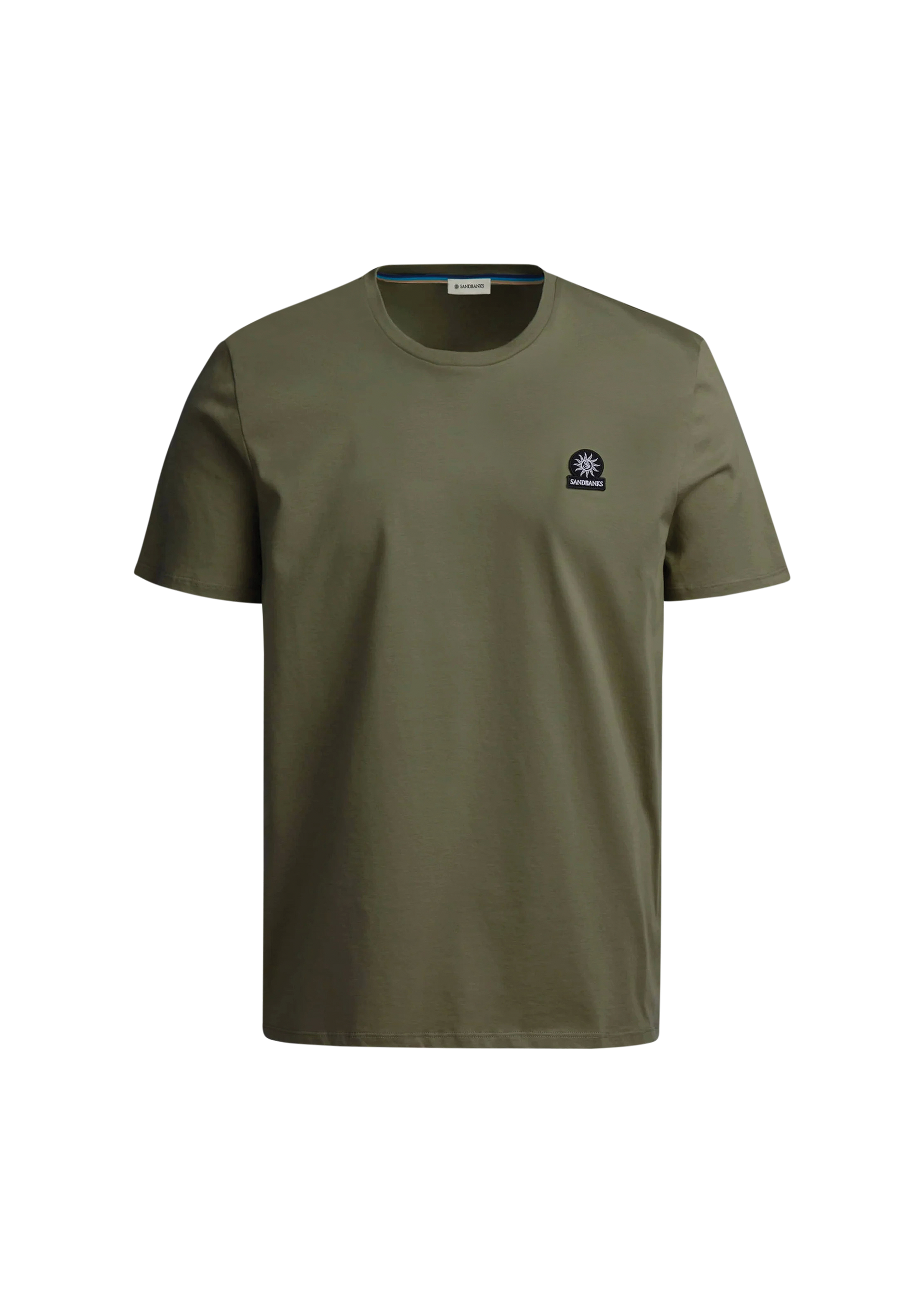 T-shirt Homme Sandbanks – Vert Sauge, Brodé Logo, Coton, Col Rond, Slim Fit, Neuf