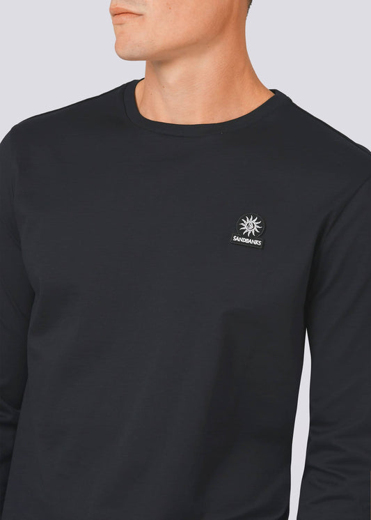 Sandbanks Badge Logo Long Sleeve T-Shirt - Black - Sandbanks