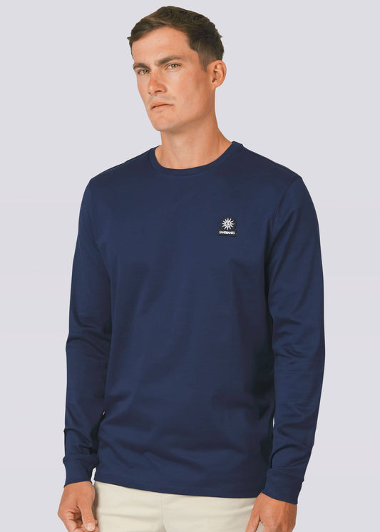 Sandbanks Badge Logo Long Sleeve T-Shirt - Navy - Sandbanks