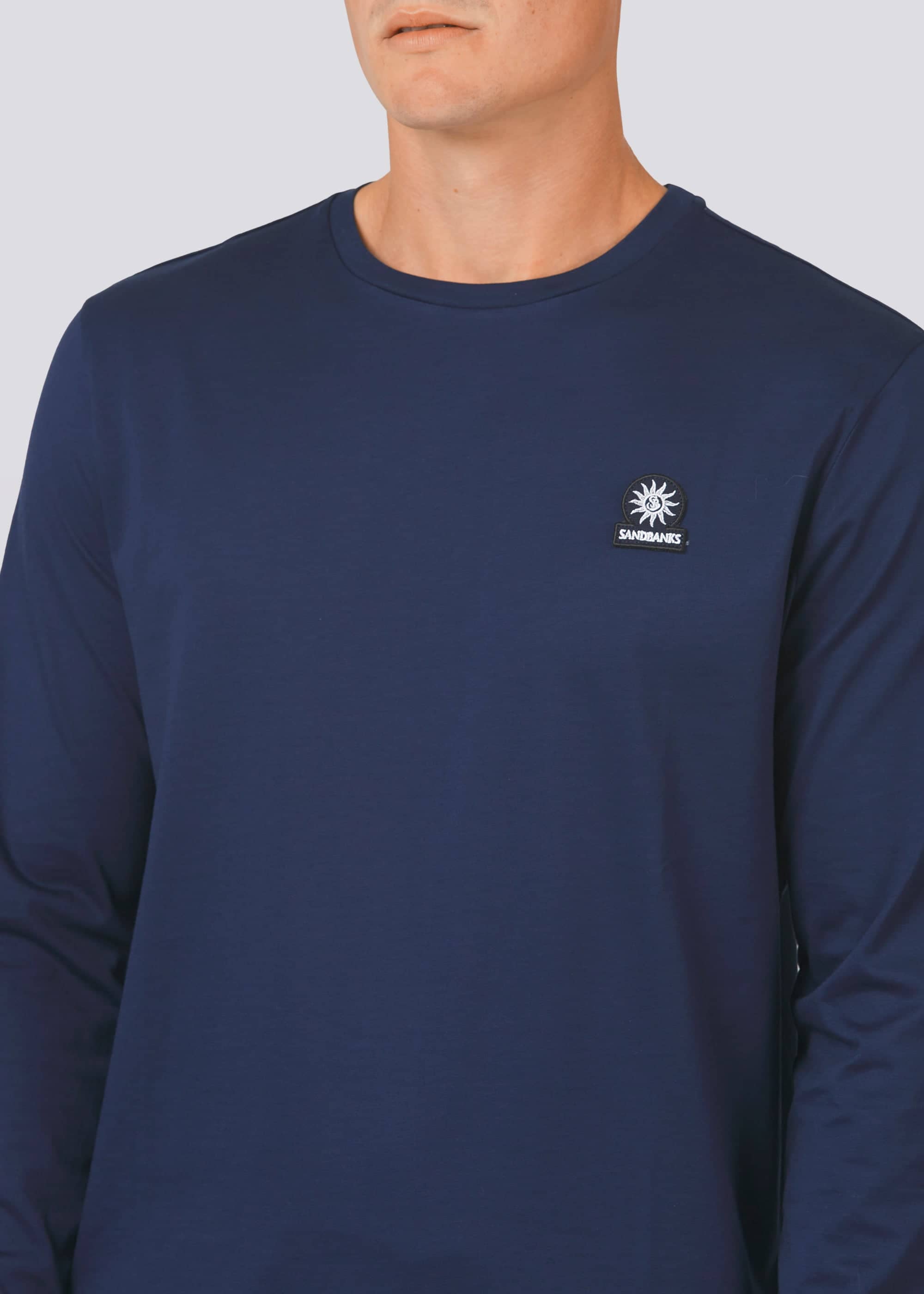 Sandbanks Badge Logo Long Sleeve T-Shirt - Navy - Sandbanks