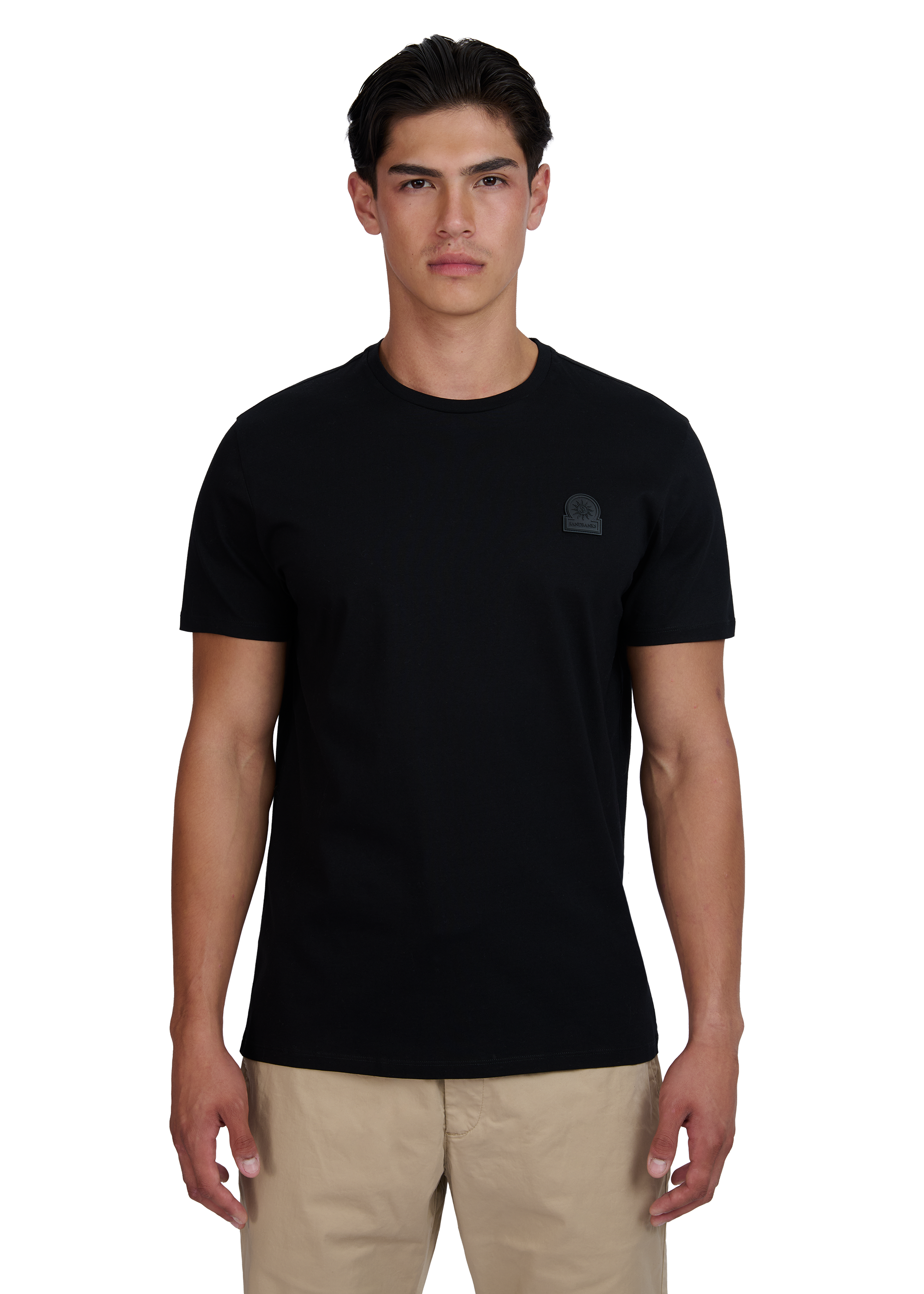 Sandbanks Rubberised Badge Logo T-Shirt - Black - Sandbanks