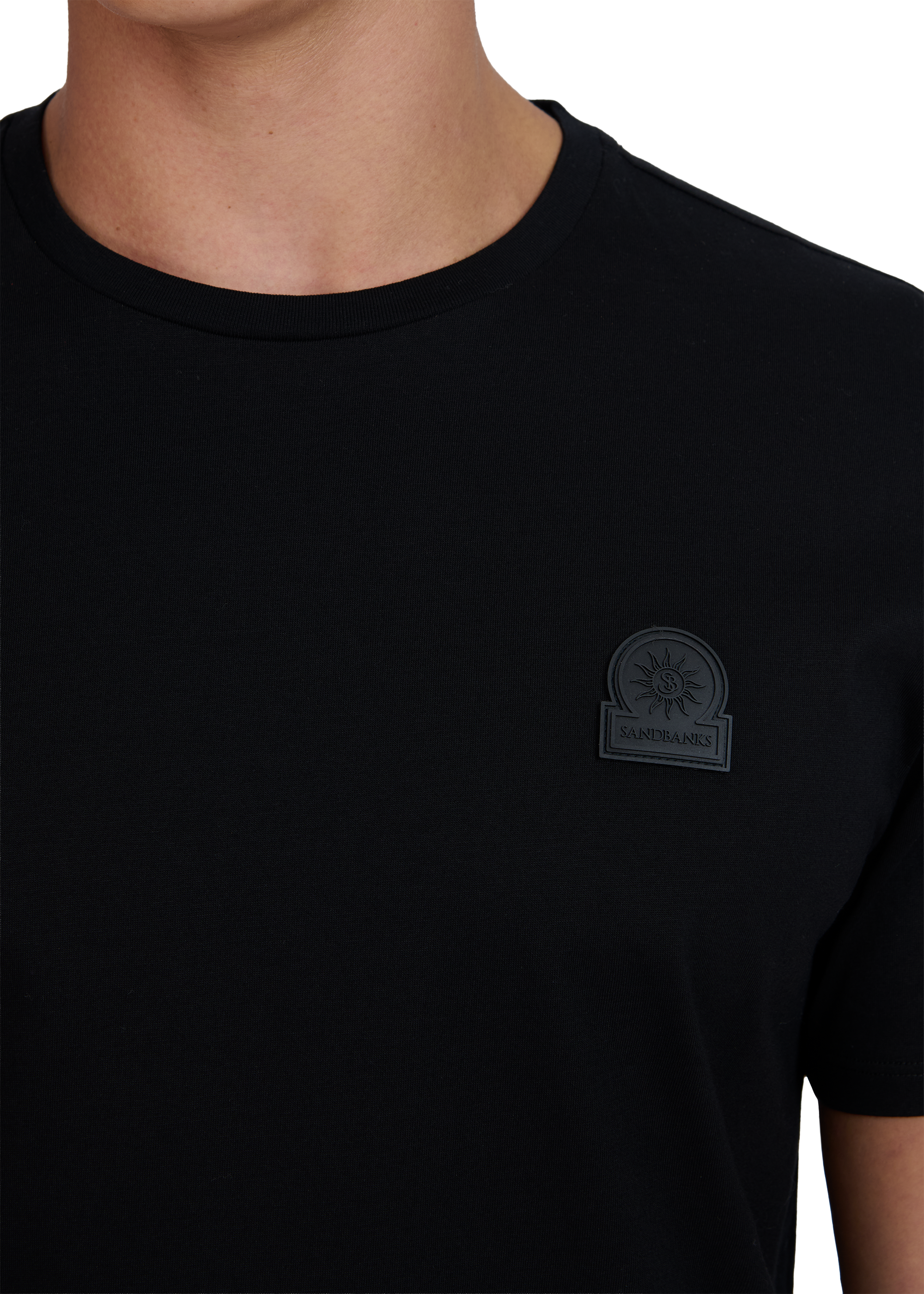 Sandbanks Rubberised Badge Logo T-Shirt - Black - Sandbanks
