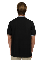 Sandbanks Jacquard T-Shirt with Striped Neck and Cuffs - Black