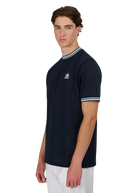 Sandbanks Jacquard T-Shirt with Striped Neck and Cuffs -  Navy
