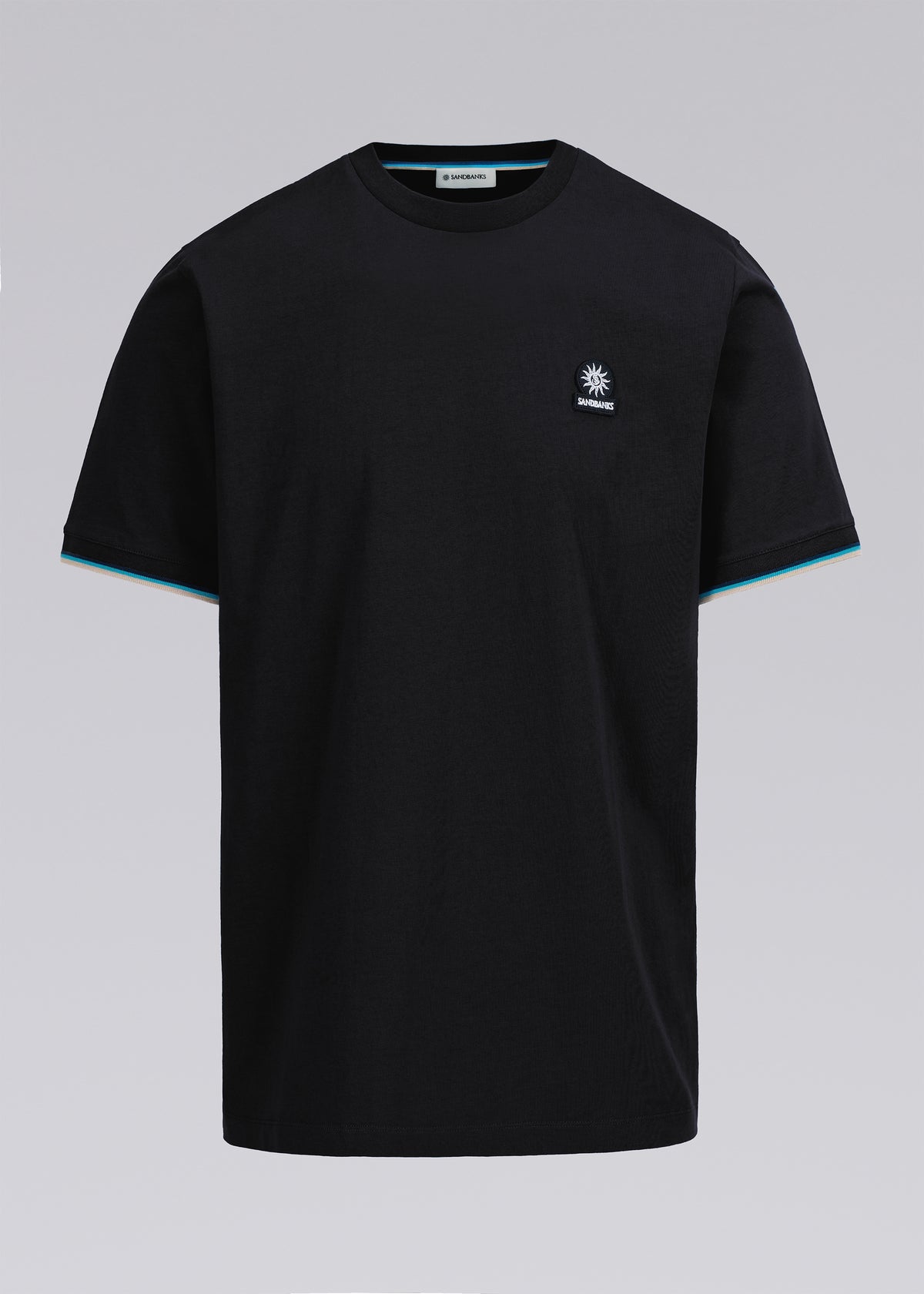 Sandbanks Tipped Sleeve Badge T-shirt- Black