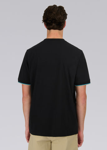 Sandbanks Tipped Sleeve Badge T-shirt- Black