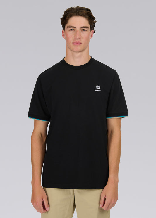Sandbanks Tipped Sleeve Badge T-shirt- Black