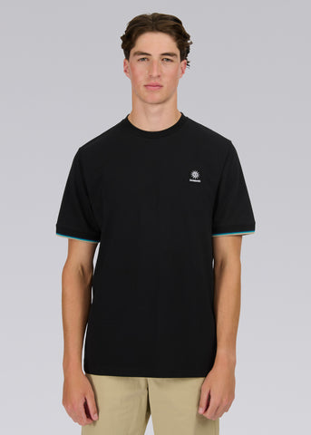 Sandbanks Tipped Sleeve Badge T-shirt- Black