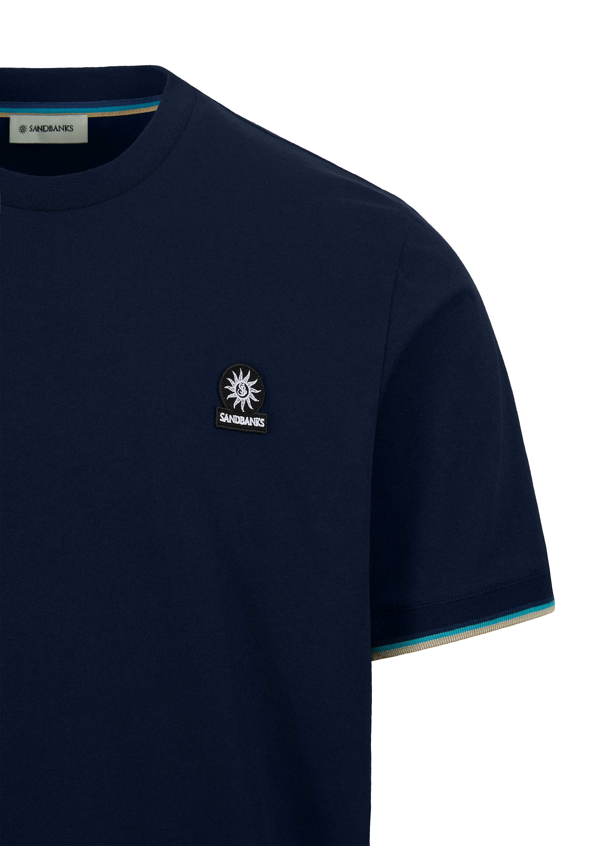 Sandbanks Tipped Sleeve Badge T-shirt - Navy