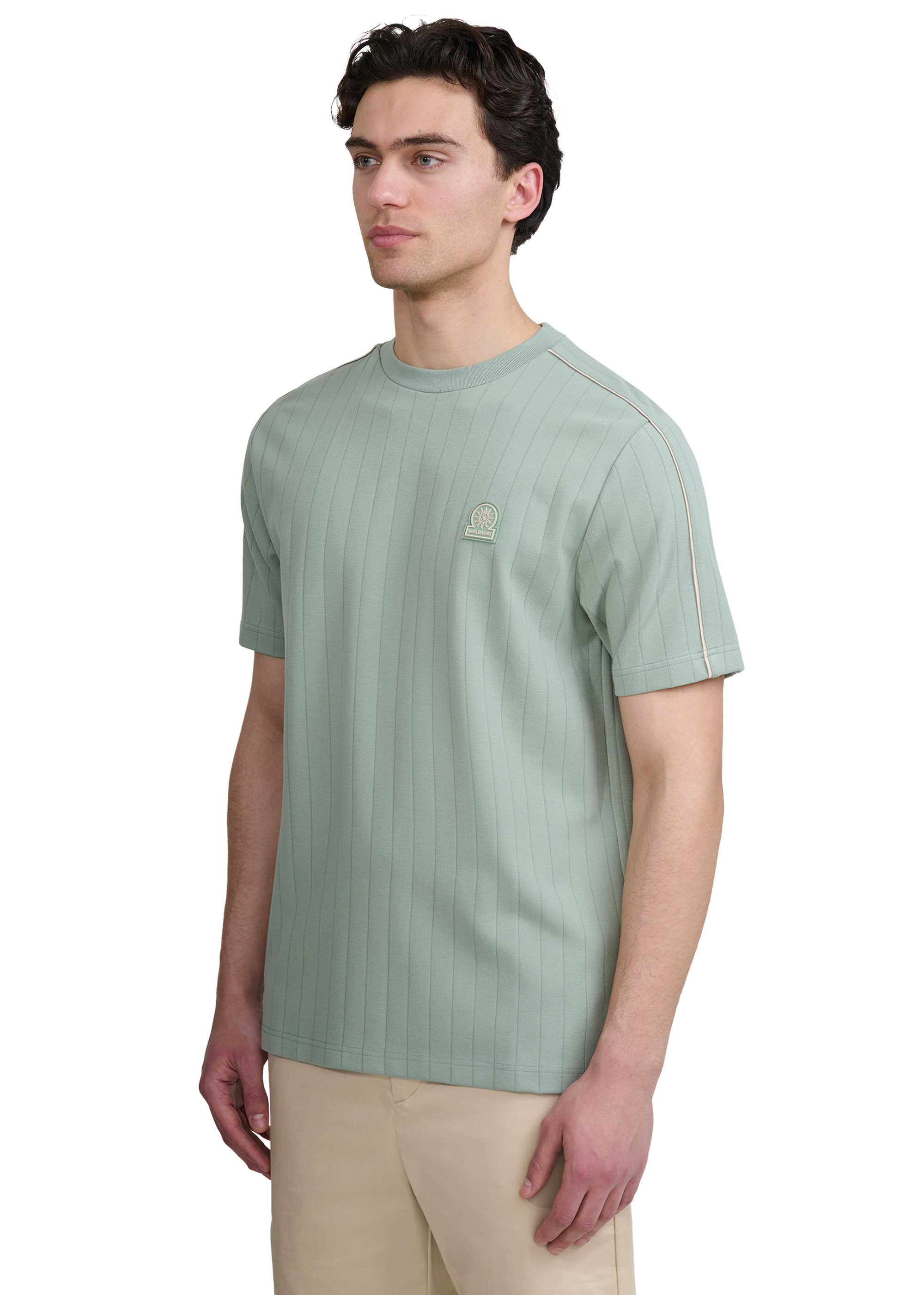 Panel Piped T-Shirt - Sage