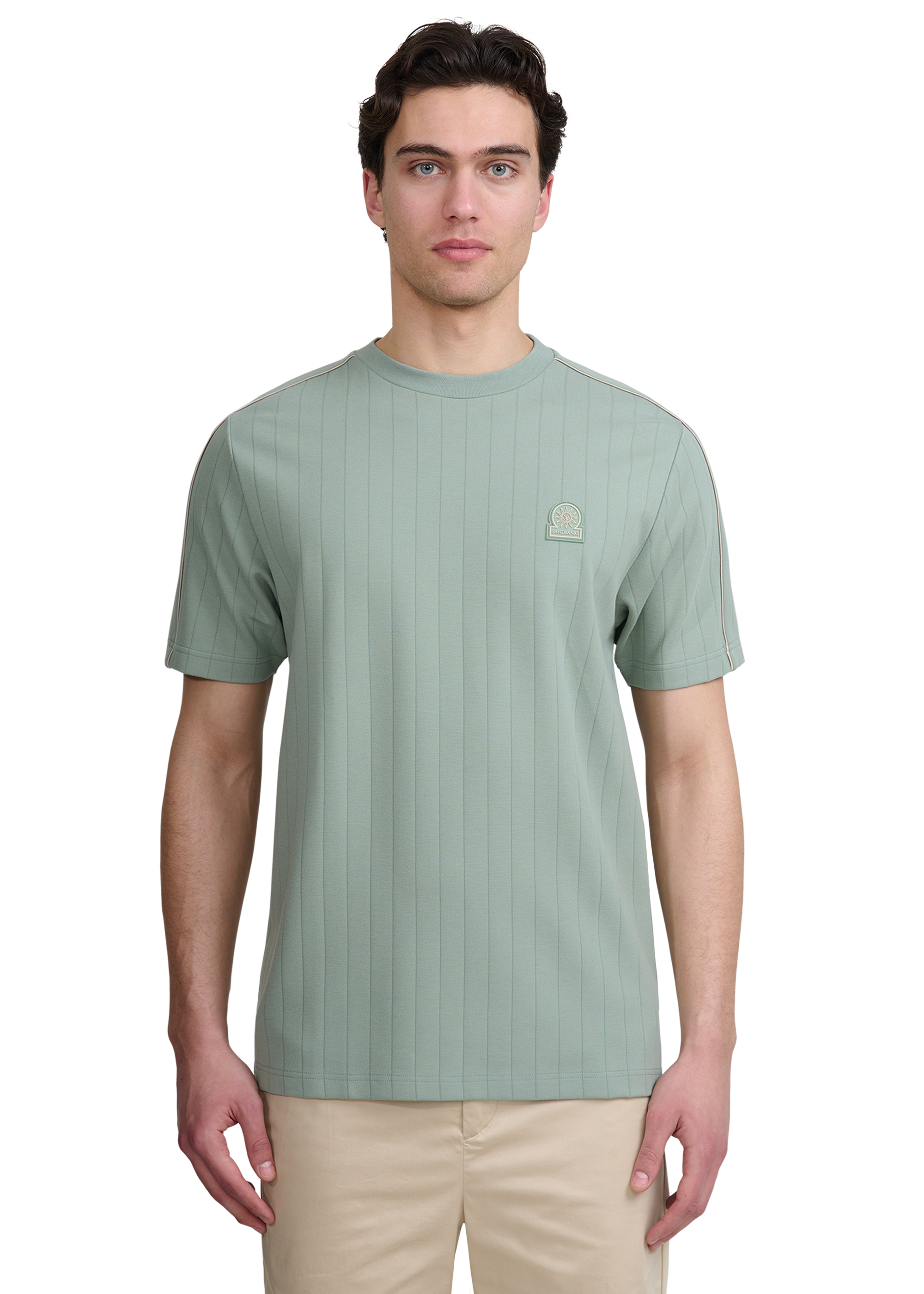 Panel Piped T-Shirt - Sage