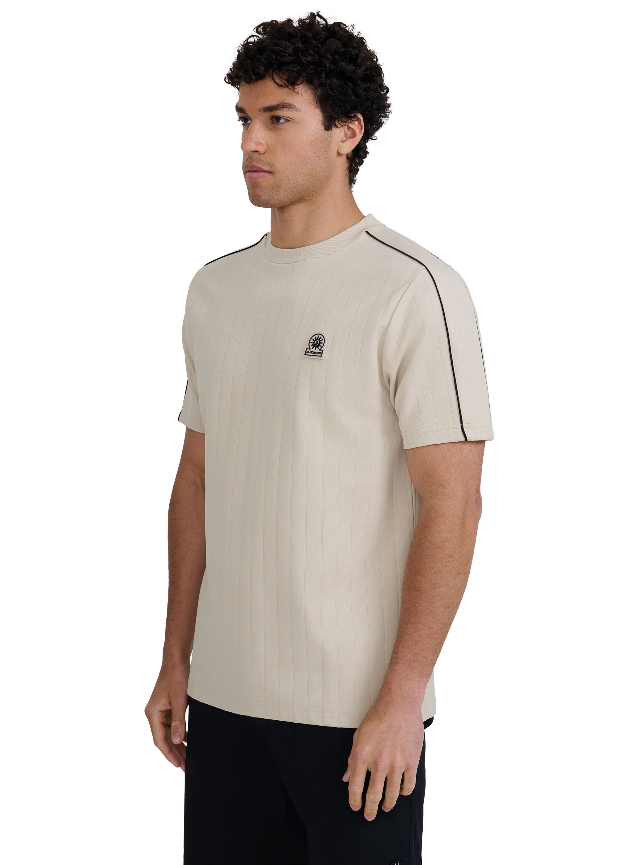 Panel Piped T-Shirt - Stone