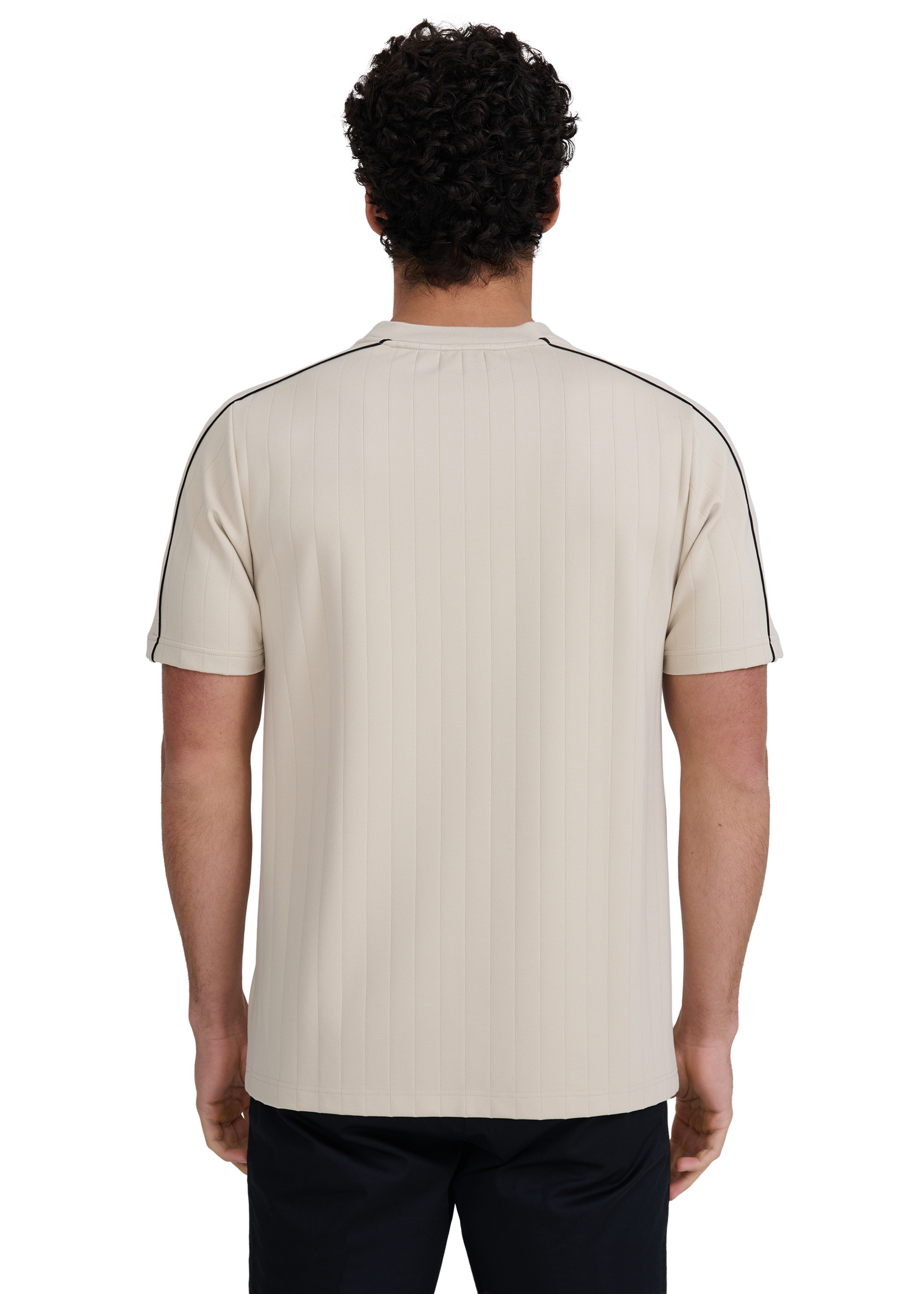 Panel Piped T-Shirt - Stone
