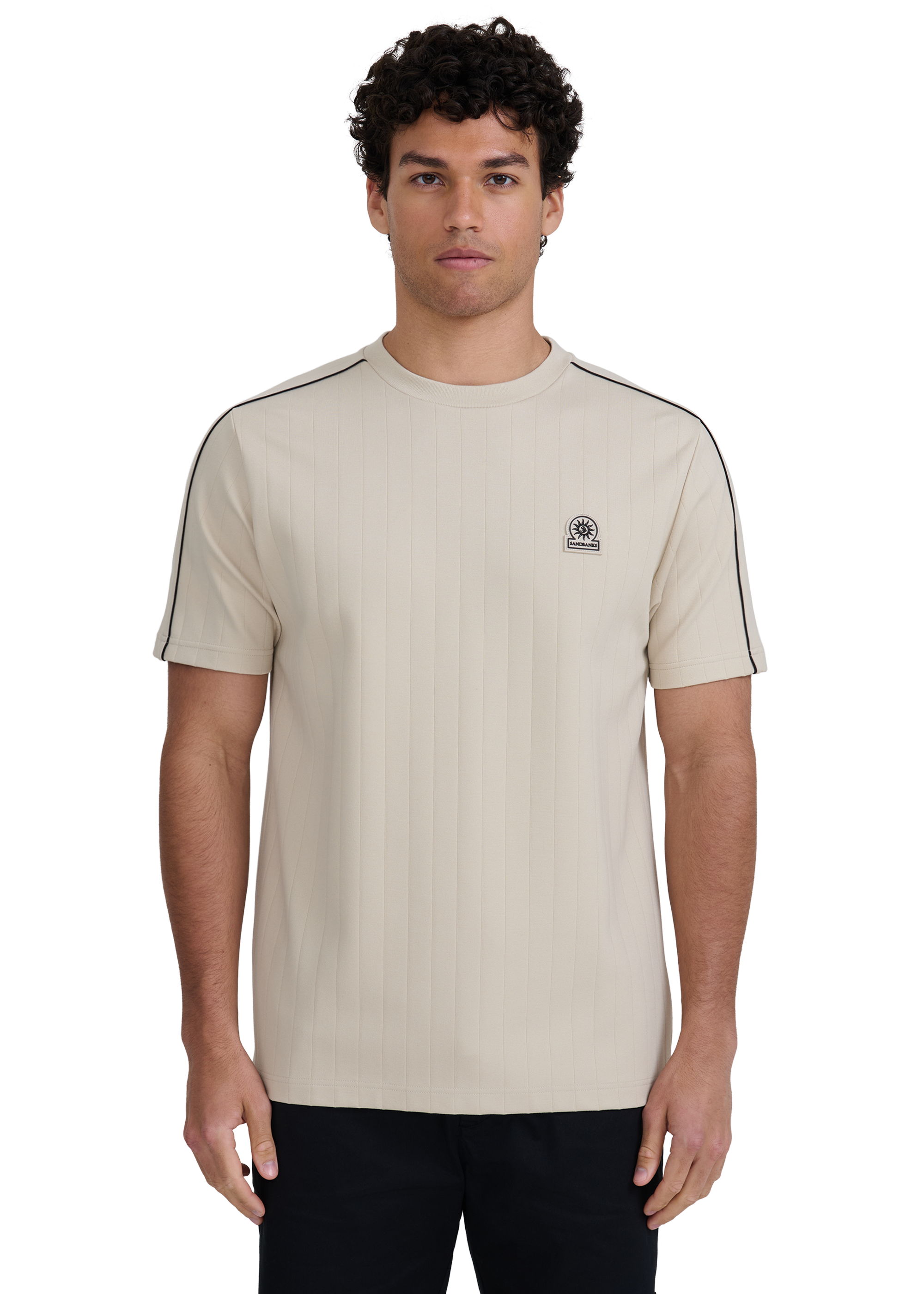 Panel Piped T-Shirt - Stone