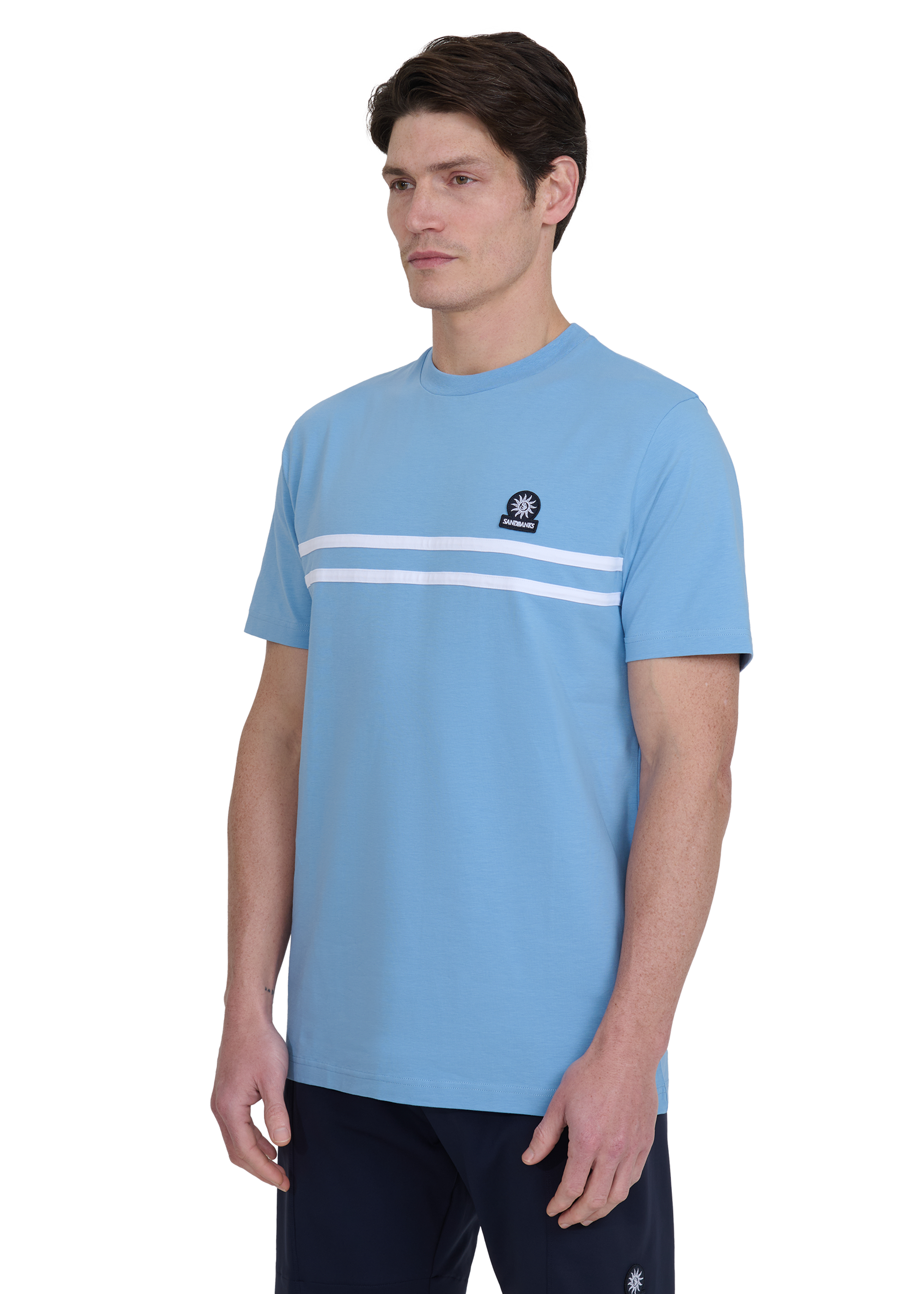 Double Stripe T-Shirt - Dusty Blue