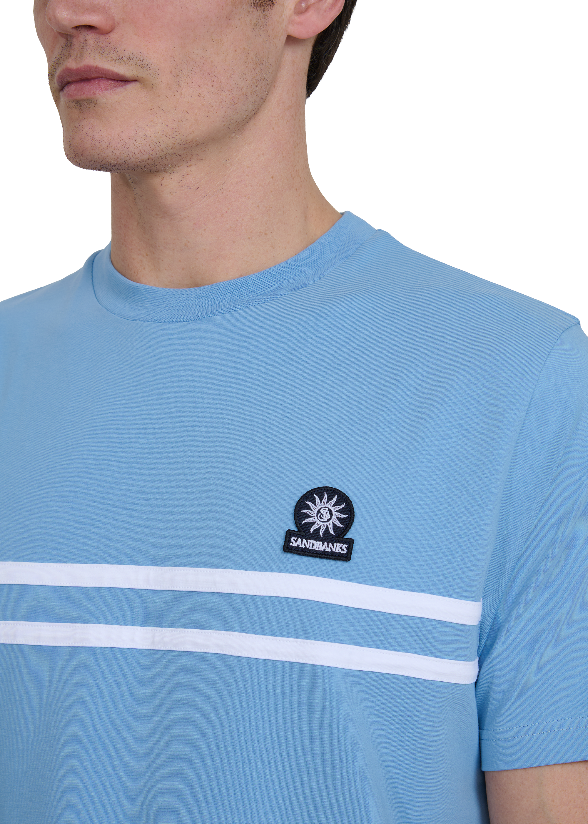 Double Stripe T-Shirt - Dusty Blue