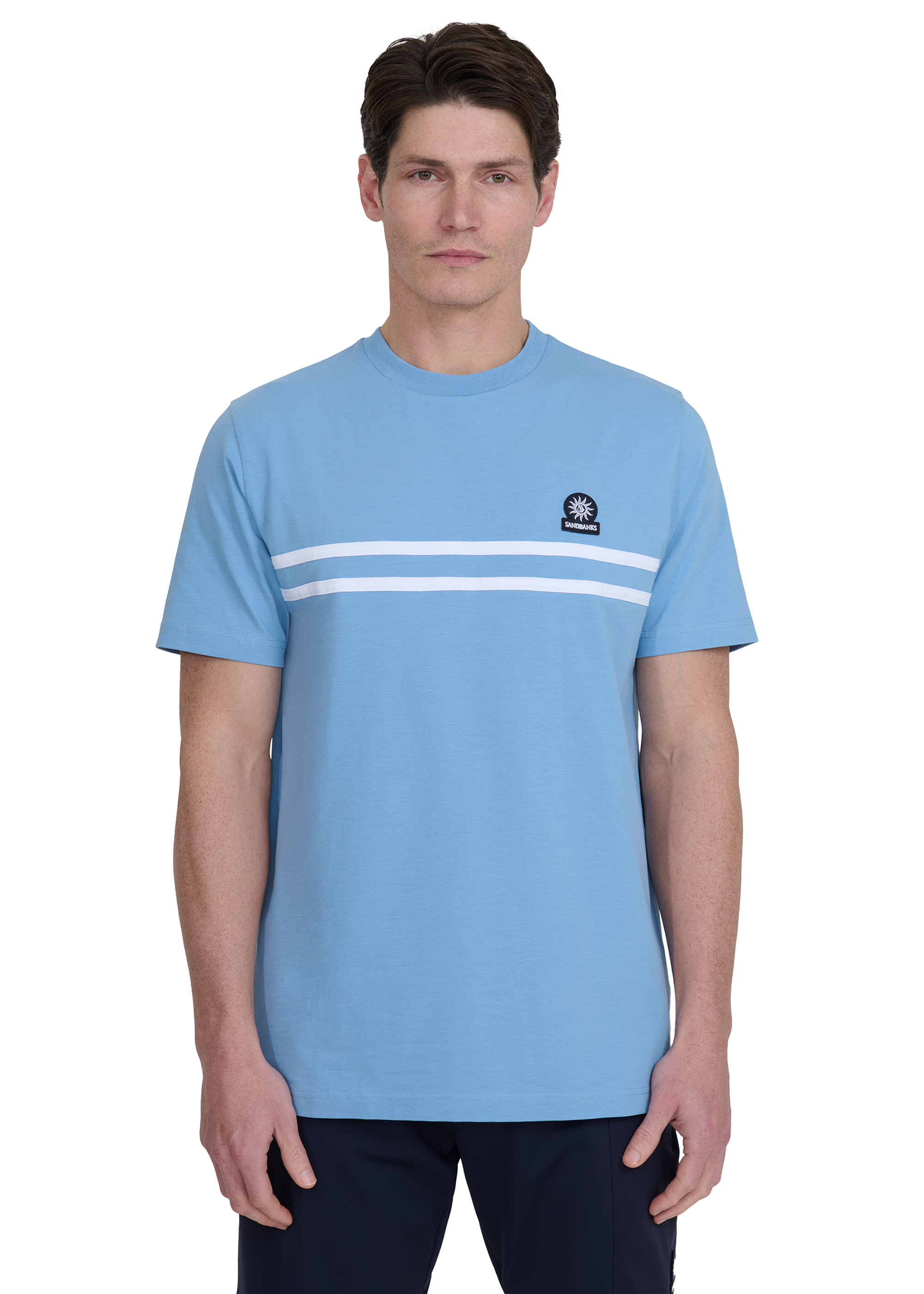 Double Stripe T-Shirt - Dusty Blue