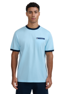Sandbanks Ringer Zip Pocket T-Shirt - Crystal Blue