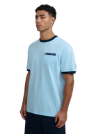 Sandbanks Ringer Zip Pocket T-Shirt - Crystal Blue