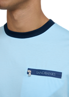 Sandbanks Ringer Zip Pocket T-Shirt - Crystal Blue