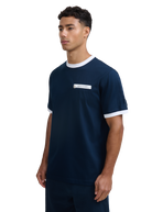 Sandbanks Ringer Zip Pocket T-Shirt - Navy
