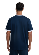 Sandbanks Ringer Zip Pocket T-Shirt - Navy