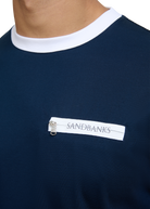 Sandbanks Ringer Zip Pocket T-Shirt - Navy