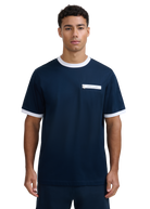Sandbanks Ringer Zip Pocket T-Shirt - Navy
