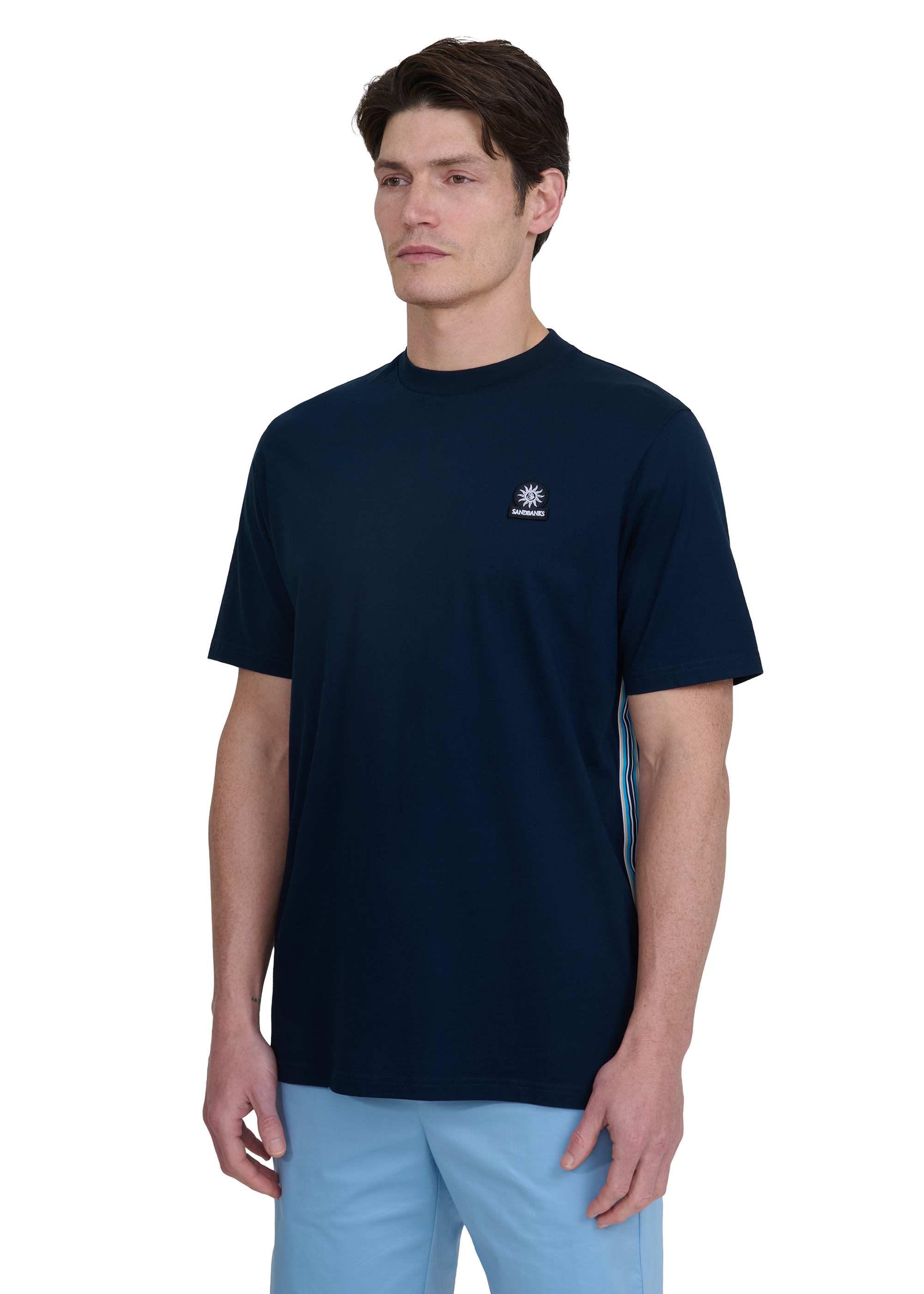 Sandbanks Side Stripe T-Shirt - Navy