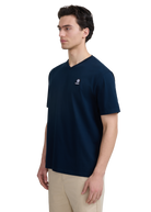 Sandbanks V-Neck Badge Logo T-Shirt - Navy