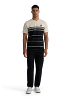 Engineered Multi Stripe Cotton T-Shirt - Black/Stone
