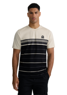 Engineered Multi Stripe Cotton T-Shirt - Black/Stone