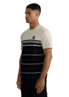 Engineered Multi Stripe Cotton T-Shirt - Black/Stone